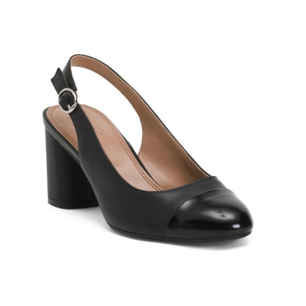 Women’s NATURALIZER Sophie Black Leather Slingback Pumps Heels Dress Shoes